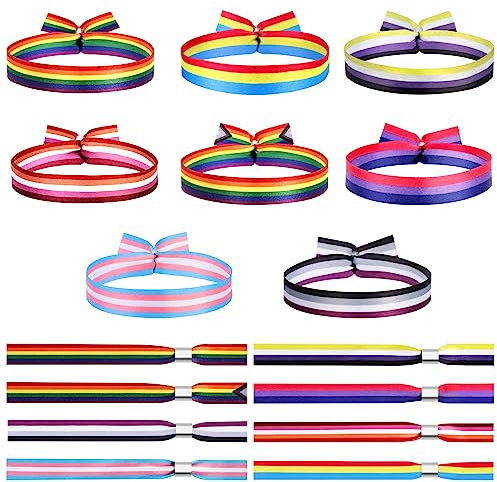 HOWAF LGBT Gay Pride Armband, Regenbogen Flagge, Lesbian, Bi, Pan, Trans, Nonbinary Progress Pride Flag LGBTQ Accessoires