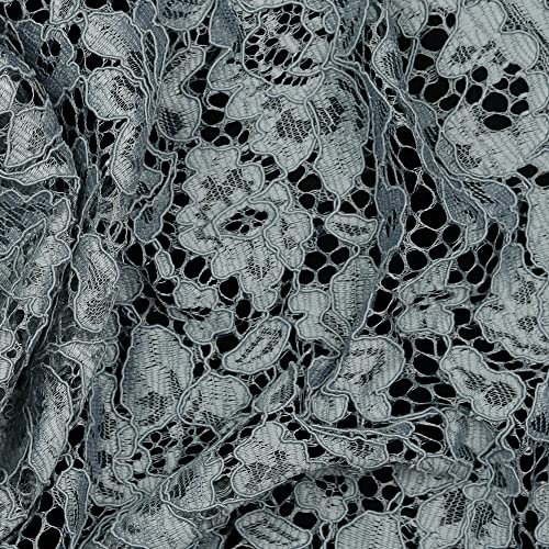 Stoff Meterware Spitze Blumen Polyester - 1 Meter, Damen, Kleider, Röcke, Dirndl, Schürzen, Deko, Damen, Kinder, Mädchen, Nähen (Grau)