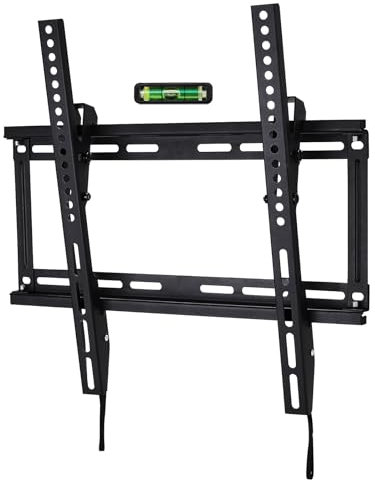 Polarduck Soporte TV Pared para la mayoría de los Televisores Curvos Planos OLED LED LCD de 23-55 Pulgadas | Soporte TV Inclinable con VESA 100x100-400x400 hasta 40 kg Nivel de Burbuja Incluido