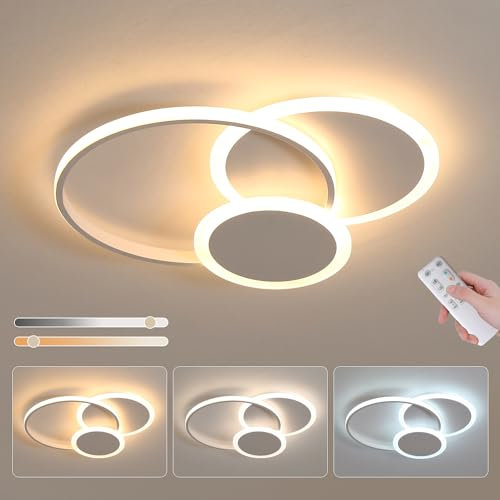 LED Deckenleuchte 39W Kreativität Runde Deckenlampe, 52CM Weiß Lampe Wohnzimmer Dimmbar 3000K-6000K Lampe Schlafzimmer Küchenlampe für Schlafzimmer, Wohnzimmer, Kinderzimmer