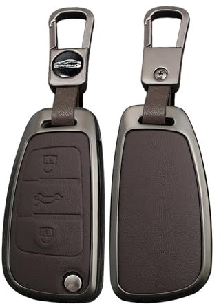 TECART Coque de protection intelligente pour clé de voiture - Convient pour Audi A1 A3 A4 A6 A8 Quattro Q2 Q3 Q7 S3 S6 RS3 RS6 R8 TT TTS - En alliage de zinc - Accessoire portable - 3 boutons, marron,