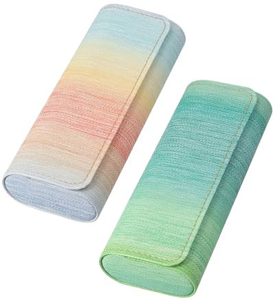 AORHOFJ Brillenetui Hardcase, 2 Stücke Damen, Brillenbox, Bunt, Hartschale, Regenbogen Faltbar, Brillenaufbewahrung (Farbverlauf)