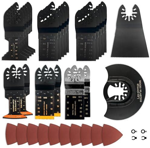 LUCKNIGHT 37 Piezas Cuchillas Multiherramienta, Juego de Cuchillas Oscilantes, Accesorios para Herramientas Oscilantes, Hoja Sierra Multifunción, Accesorios Multiherramienta para Hojas Madera, Metal