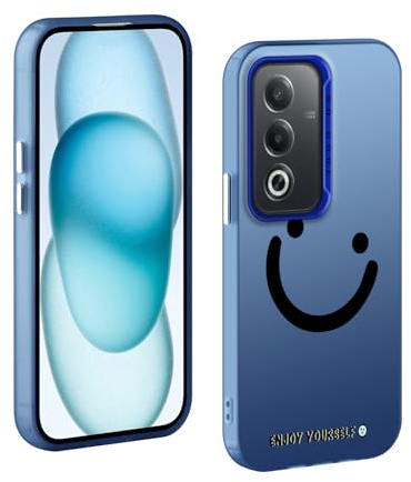 TAUYN Custodia per Oppo A80 5G, Indietro Faccia Sorridente Modello Desingn Cover, PC Antiurto Ultra Sottile Custodia, Blu