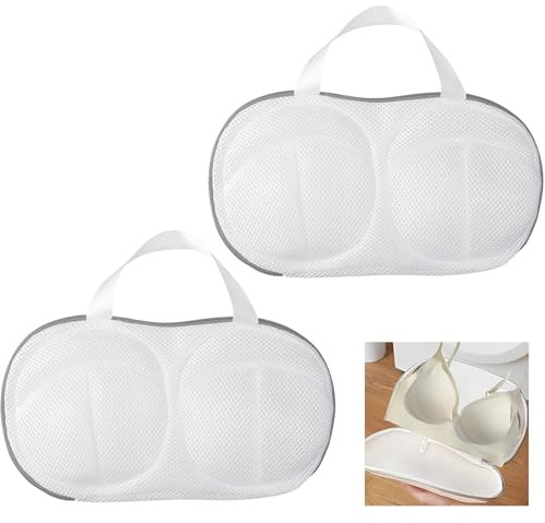 2 Pcs Bra Washing Machine Bag, Underwear Bra Wash Bag Net with Zipper and 3D Bracket, Large Bra Bags for Washing Machine, Travel Bra Laundry Bags for Washing Machine (A to C Cups)