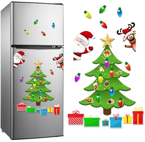 Christmas Fridge Magnet, Tree Decoration Magnetic Stickers, Garage Door Magnets, Santa Claus Refrigerator Decor (B)