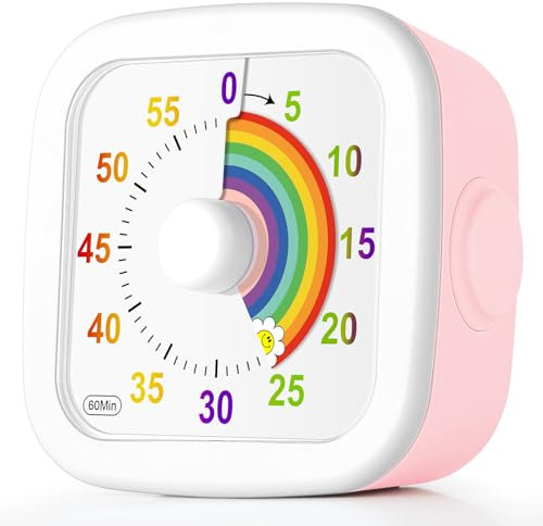 HOTUT Temporizador Visual, 60 Minutos Temporizador de Cuenta Regresiva, Herramienta de Gestión del Tiempo para Niños y Adultos, Visual con Estuche de Protección para Aaula, Cocina, Rosa