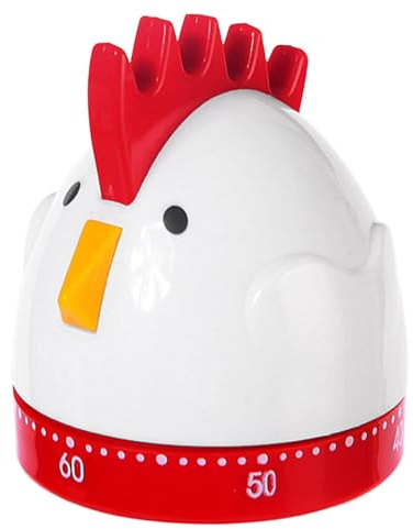 Küchentimer Huhn,Mechanischer Küchenwerkzeug Zeitgeber, Zeitmesser Küche, Kurzzeitmesser Küchentimer Eiförmige Kurzzeitwecker Analoger Küchen-Timer, Eieruhr, akustischer Alarm (Rot)