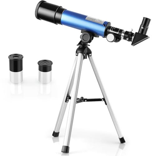 RichYa Kinder Teleskope Kinderfernglas, 50mm Astronomisches Teleskop mit Stativ und Okular für 5 bis 10 Jahre alt