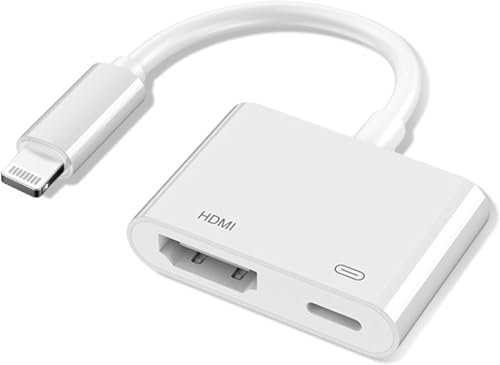 Lightning to HDMI Adapter for iPhone and iPad to TV【Apple MFi Certified】 1080P HDMI Digital Video& Audio Sync Screen Converter for iPhone, iPad, iPod Connect to HDTV/Projector/MonitorV