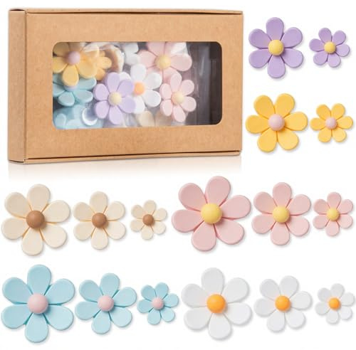 Homestheix - 3D Flower Magnets for Fridge 16 Pcs - Fridge Magnets Cute - Strong Refrigerator Magnet - Adorable Decorations for Office - Colorful Kitchen Decor - Cute Desk Accessories for Whiteboard