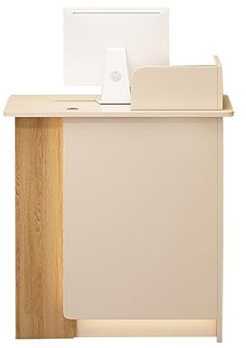 NEYTIIR Rezeptionstheke, Empfangstheke Mit LED, Schubladen Und Stauschrank, Rezeption Tisch Kassentisch Für Firmenhallen Bekleidungsgeschäft(G,80CM)