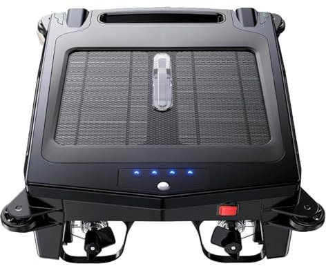 Solar/Electric Robotic Pool Skimmer Cleaner, Pool Skimmer Basket, Automatic Pool Vacuum Cleaner, Dual Charging Options, 2 Speed Modes, Smart Obstacle Avoidance, for Chlorine/Saltwater Pools