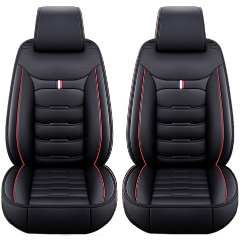 WWITH 2Pcs Auto Sitzbezüge für Renault Kangoo III 2021-2024, Atmungsaktive wasserdichte PU-Leder Vordersitze Sitzschoner Bequemes Fahren,B/Black Red