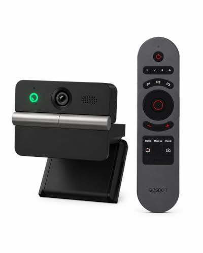 OBSBOT Meet Flip Bundle con Remote 2, Webcam 4K Plegable para Portátil | Sensor de 1/2, Encuadre IA y Autofocus PDAF, Mic Dual, Control por Gestos, Notas IA, HDR, Cámara web para PC, Zoom, Reunione