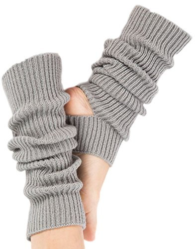 Hustar Damen Gestrickt Stulpen Beinwärmer Yoga Ballettstulpen Winter Warm Beinstulpen mit Fersenloch Grau