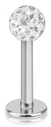 viva-adorno Lippen Piercing Stecker Tragus Labretstecker Multikristall Epoxy Zirkonia Ferido Kugel Z357