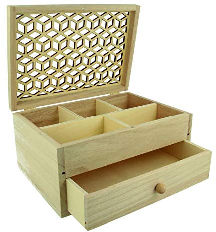 Artemio Motif Ajouré Schmuckschatulle, Holz, beige, 24 x 14 x 10 cm
