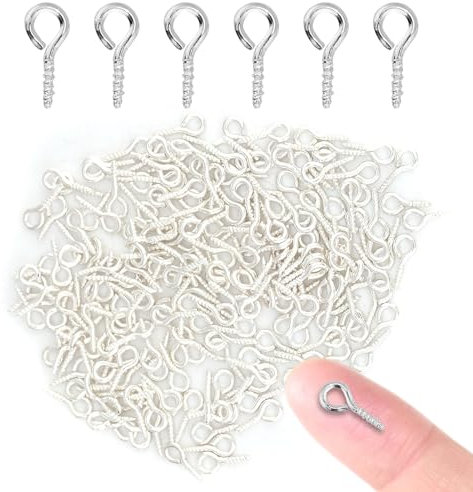 Sonew 200 Stück Kleine Ösenschraube Schraubhaken, Mini Eye Pins Haken Ösen Schrauben Haken Gewinde Nails Ergebnisse für Schmuck Anhänger Machen(Silver)