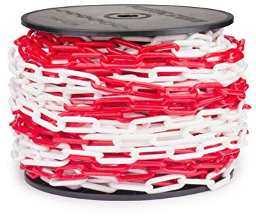 Marwotec 25 Meter Kunststoffkette rot weiß 6mm auf Rolle Absperrkette rot weiß aus Kunststoff ideale Kette zum Absperren von Flächen, gut sichtbar, stabil und handhabbar von Marwotec aus Deutschland