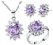 Uloveido Set di gioielli da sposa viola con zirconi cubici, orecchini e anello per donna T466 (misura 11,5)