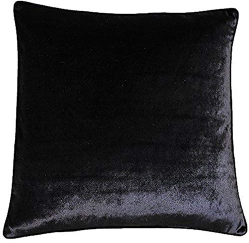 Riva Paoletti Luxe Velvet Polyester Filled Cushion - Black - Soft Velvet Feel Fabric - Reversible - Hidden Zip Closure - Machine Washable - 100% Polyester Case - 55 x 55cm (22 x 22 inches)