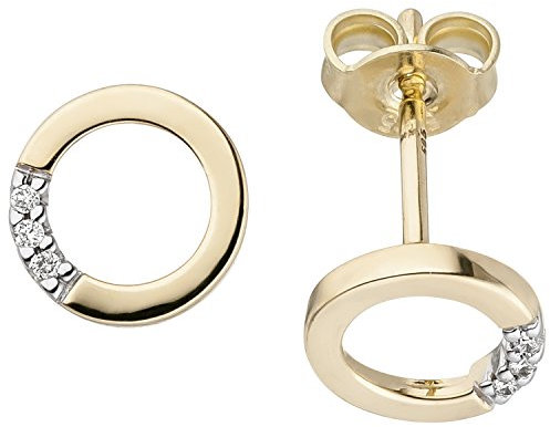 Jobo Damen-Ohrstecker Rund aus 14 Karat 585 Gold mit 6 Diamanten Rund