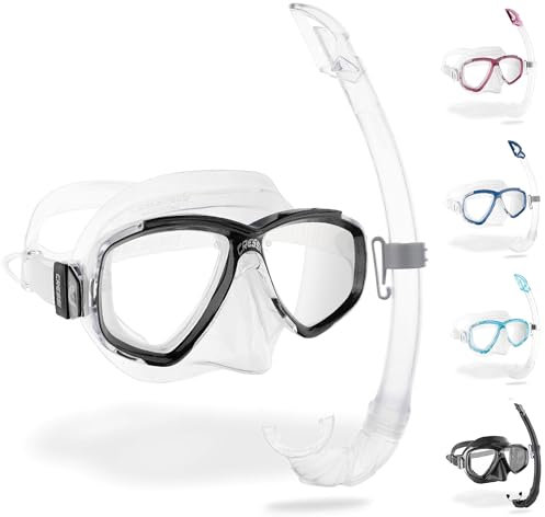 CRESSI Perla+Mexico Combo Clear/Black - Combi Set Maske+Schnorchel zum Tauchen und Schnorcheln, Transparent/Schwarz, Einheitsgröße, Erwachsene