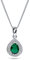 MIORE 0.06 Ct Diamant Halskette Damen mit Tropfen Kettenanhänger Edelstein/Geburtsstein grüner Smaragd 0.25 Ct und Diamanten Brillanten kette aus Weißgold 9 Karat / 375 Gold