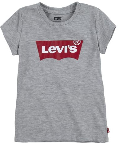 Levi's Kids S/S Batwing Tee Fille Light Grey Heather/Red 10 Ans