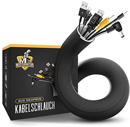 Meisterfaktur Kabelschlauch weiß - Klare weiße Seite - Kabelmanagement für Schreibtisch & TV - Ideal zum Kabel verstecken (300 x 13,5cm)