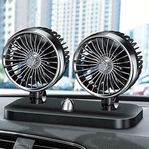 Auto Ventilator, Riloer 24V Tragbarer Doppelkopf Auto Ventilator für PKW LKW, Lufterfrischer und Kühler mit Zigarettenanzünderstecker