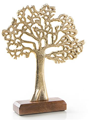Logbuch-Verlag Arbre Décoratif en Métal - Arbre de Vie Doré à Poser - Bijoux - Cadeau de Noël - 27 cm