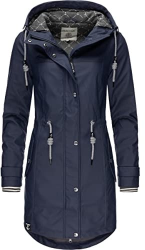 Peak Time Damen Regenjacke Regenmantel Jacke wasserdicht mit Kapuze L60042 Navy21 Gr. XL