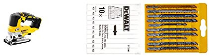 DEWALT DCS334N-XJ Cordless Jigsaw, Yellow & DT2290-QZ DT2290-QZ-Conjunto 10 hojas Sierra de calar-Madera