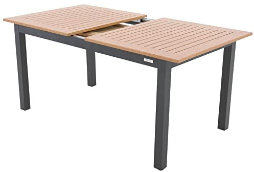 Doppler Ausziehtisch Expert Holzoptik Anthrazit 150/210x90 I Gartentisch ausziehbar I Gartenmöbel Aluminium I Terassenmöbel außen I Outdoortisch für Terrasse & Balkon I Wetterfest & robust