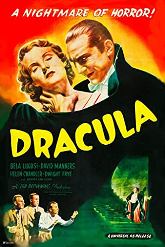 Dracula 1931 Bela Lugosi Nightmare Of Horror Retro Vintage Horror Movie Poster Horror Movie Merchandise Monster Memorabilia Spooky Scary Halloween Decorations Cool Wall Art Print Poster 16x24