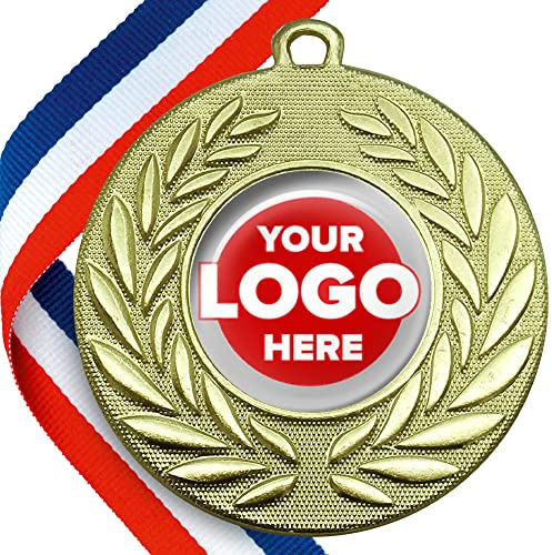 Personalised Medals with Logo (10 Pack) – Custom Metal Awards with Ribbon – Fully Assembled – Ideal for Events, Businesses, Clubs & Promotions