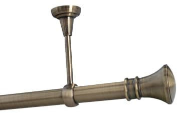 Sento Ø 25mm Metall Gardinenstange Satz Messing Antik 200 cm Pryma | 1-läufige Vorhangstange zur Deckenmontage aus hochwertigem Metall. Ideal für mittelschwere und schwere Gardinen und Vorhänge.