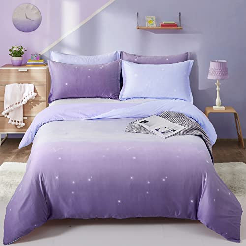 Set di biancheria da letto viola lavanda sfumata copripiumino arcobaleno copripiumino federa con chiusura a cerniera per bambini ragazze adolescenti adulti (dimensioni singolo 135 x 200 cm)