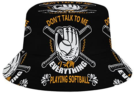 Don't Talk to Me I'm Playing Softball Bucket Hat Sommerhüte für Damen Herren, Unisex Strand Sonnenhut Outdoor Sports Travel Hat