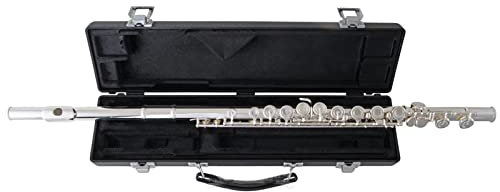 TSTS Schülerflöte Neusilber Kopfstück Mundstück Neusilber Korpus C-Fußstück Versetzte G-Klappe Mit Etui Einsteiger Querflöten