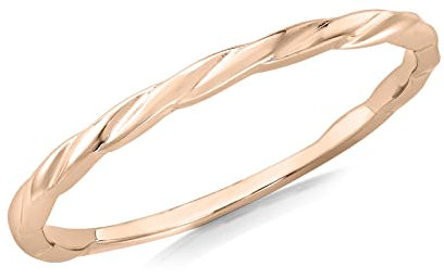 CARISSIMA Damen-Ring, 9 Karat Gold, flach, gedreht, stapelbar, Roségold Gold