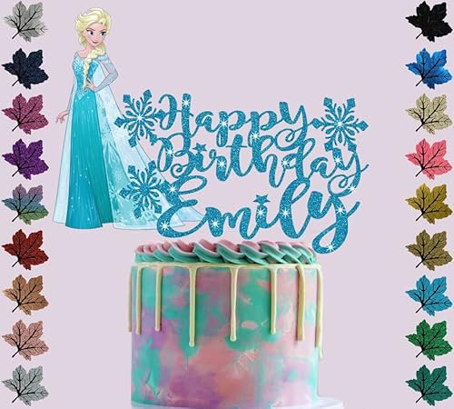 Elsa Glitter Cake Topper(BabyBlue)