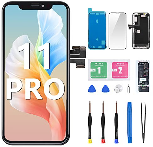 DGSCSMY Ersatz-Set für iPhone 11 Pro LCD-Bildschirm, 14,7 cm (5,8 Zoll), 3D-Touch-Display, Digitalisierer, Rahmen, komplette Montage mit Hörmuschel, Ohrhörer, Lautsprecher, Sensor, wasserdicht,