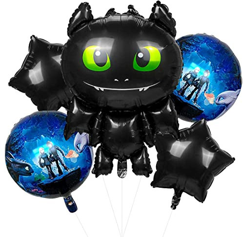 Geburtstag Folienballon Junge, 7 Stück Folienballons Geburtstag Kit, Pentagramm Ballon Schwarz, Tier Folienballons Schwarz Geburtstag Deko Junge Partei Hintergrunden