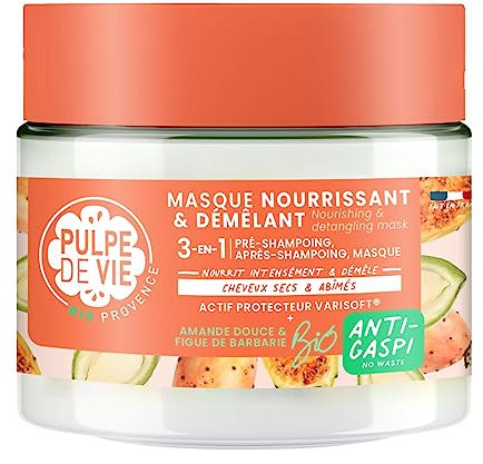 Pulpe de Vie - Masque Démêlant Certifié BIO Milky Dream 300ml - Anti-gaspi ! Amande - 99% Ingrédients Naturels - Chevelure Saine et Brillante