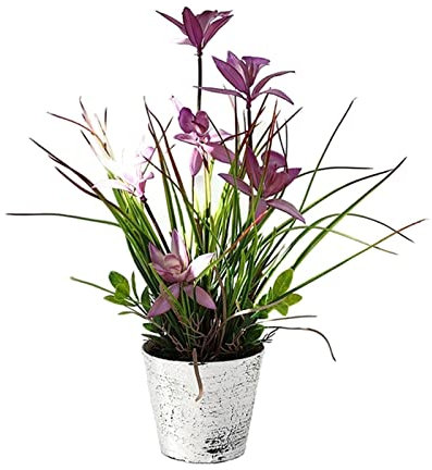 Artificiel Arbre de Simulation Plantes artificielles en pot fausse fleur d'orchidée bonsaï feuilles en plastique avec Pot artisanat de bureau fausse herbe for décor de balcon à la maison Home Office D