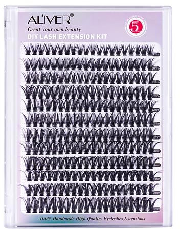 Faux Cils Individuel- Kit D'Extension de Faux Cils 9-10-11-12-13-14-15-16mm Longueur Mixte 240Pcs 40D D Curl Wispy Clusters Extension de Cils Look Naturel DIY at Home
