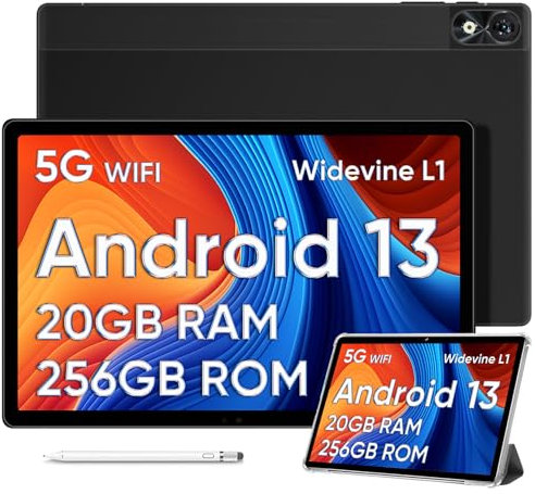 DOOGEE T10 Plus Tablette Android 13, 20GB RAM+256GB ROM(1TB TF), Écran 2K de 10,51, 8250mAh Tablette Tactile, Caméra 13MP, TÜV Certificat, Dual 4G LTE+5G WiFi Tablette, Widevine L1/Face ID
